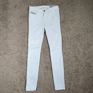 Diesel Skinzee Jeans Womens 29x32 White Skinny Low Rise Stretch Denim Designer